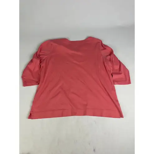 L.L.Bean  1X-Plus Women's 100% Supima Cotton 500799 Salmon Half Sleeve V Neck READ