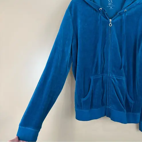 New York & Company Y2K Blue Velour Zip