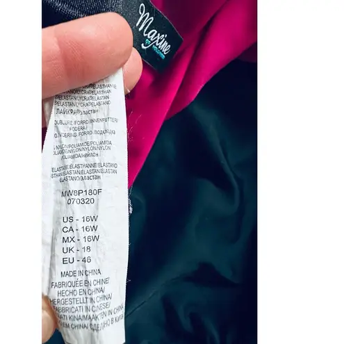 Vintage 80s Strapless One Piece Swimsuit Pink Size 16 Flattering Ruffle skirt