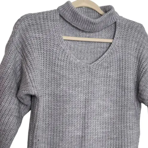 Women's Distressed Loose Relaxed Knit Chunky Oversized Frayed Sweater Tunic Purple Size M