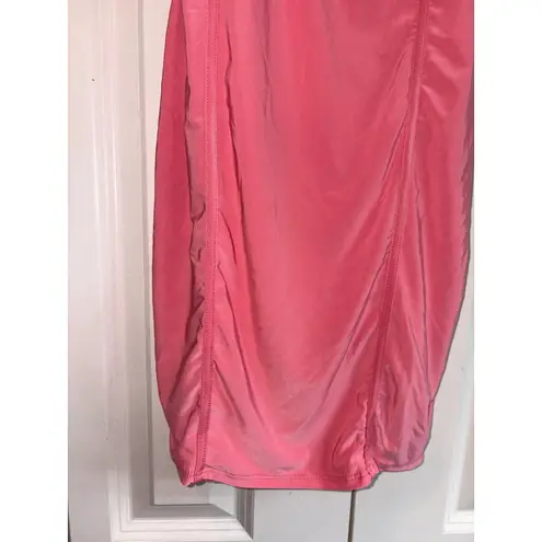 21 Saints Pink Bodycon Dress Ruched Mini Spaghetti Strap Party Medium