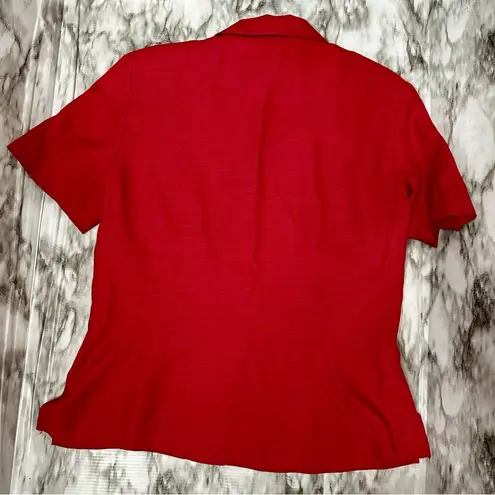 Leslie Fay Red Button Down Peplum Jacket Womens Size 14 80’s Workwear Vintage