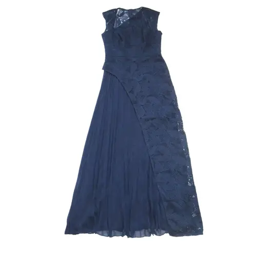 Kay Unger NWT Dianna Gown in Dark Midnight Blue Lace Overlay Maxi Dress 6 $368