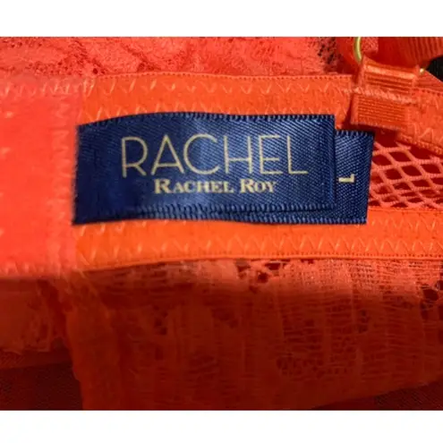 Rachel Roy lace teddy bodysuit in orange/coral size L