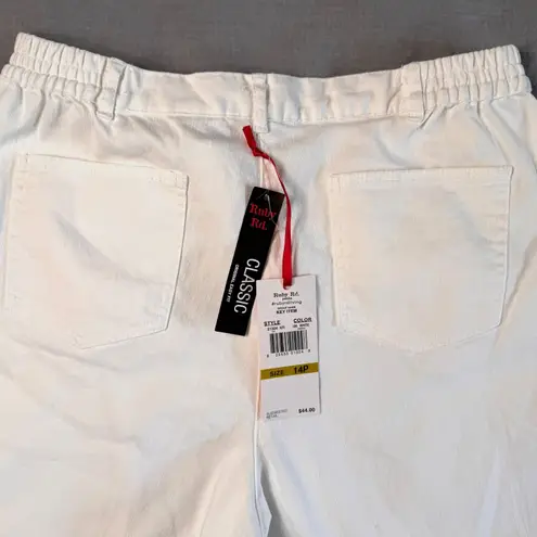 NWT Ruby Rd Classic Original Easy Fit Jeans Pants 14P Elastic White Linen Feel