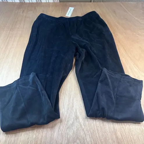 Alfred Dunner Velour Pants Black Size L Classic Fit Comfort Waist NWT