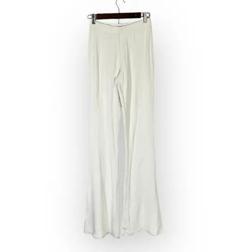 Sans Faff Rachel Enviro Ribbed Flared Leggings Women's White Tall Knit Pull On Size undefined