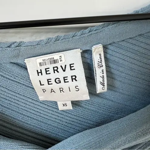 Herve Leger Hervé Léger Draped Ribbed Mini Dress in Blue