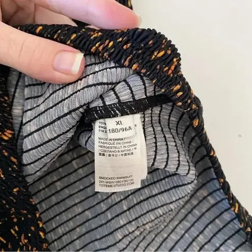 TOTEME One Piece Smocked Swimsuit in Tortoise Size XL Retail $270