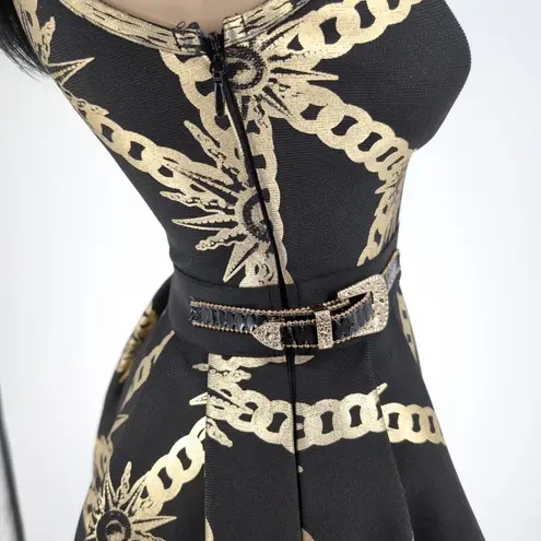 Barok Paris NJ Couture Black & Gold Scuba Material Sleeveless Dress NWT