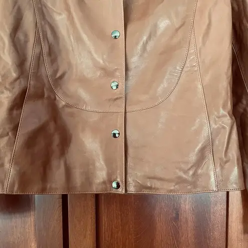 Frame Leather Jacket Snap Front Brown Size Small