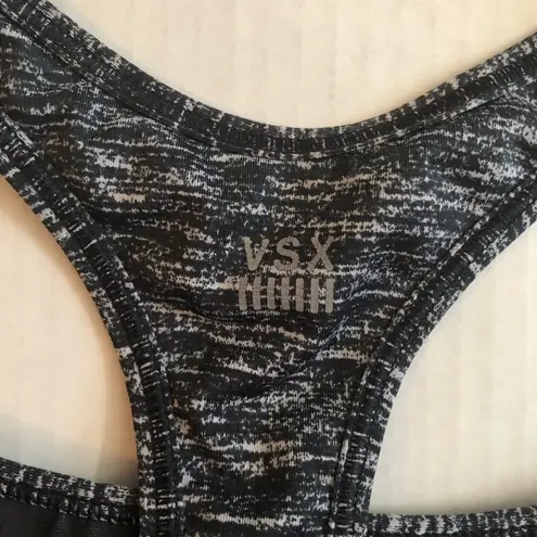 Victoria's Secret  Sport Sports Bra Heathered Grey Sz L EUC Black VSX Logo Band