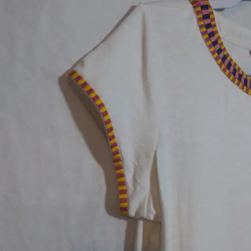 Boden Sena White Jersey Dress Embroidered Trim Casual Vacation Size 8R