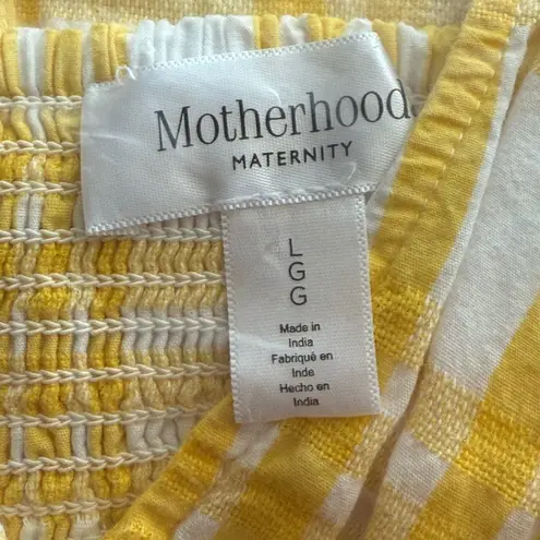 Motherhood Maternity Large Butter Yellow White Gingham Top Summer Picnic Country