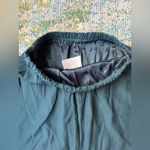 Vintage 90s DJ Summers teal satin ptwo piece skirt suit set, size 14P Green