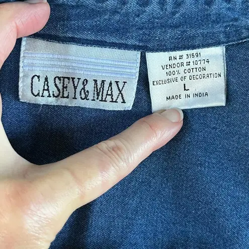 Casey & Max Women's Vintage Christmas Holiday Layered Shirt Size L Blue Size L