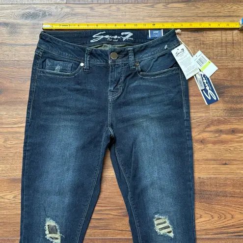 Seven7 Women’s Skinny Stretch Distressed Dark Wash Jeans Size 4 NWT