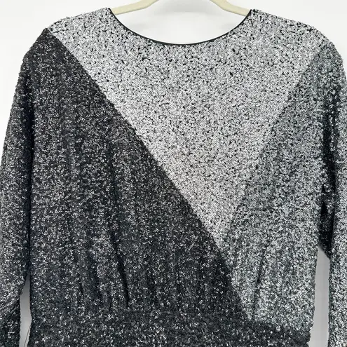 EXPRESS NWT  Womens Sequin Colorblock Long Sleeve Party Cocktail Dress Size L