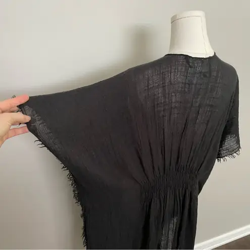Sonoma  Swim Coverup Tunic Gauze Raw Hems Lightweight Elastic Waist Soft Black