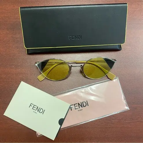 Fendi  51mm Cat Eye Sunglasses Yellow NEW