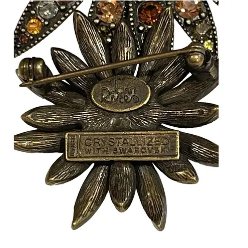 Joan Rivers Vintage Swarovski Crystal Sparkle Starburst Brooch Pin Set Bronze