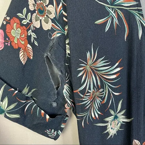 Fifteen Twenty Navy Blue Floral Wrap Midi Dress M