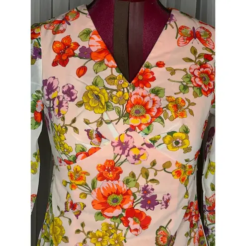 maxi dress floral flower power boho orange purple