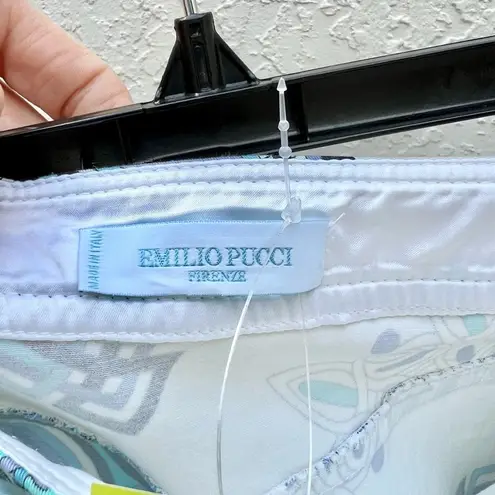 Emilio Pucci knee length skirt white blue pencil size US 8