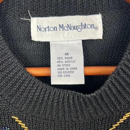 Norton Mcnaughton Vintage beaded floral mock-neck sweater size medium