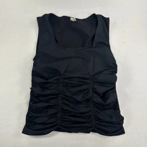 LAST TANG0 Black L/XL Sleeveless Scoop Neck Ruched Tank Top Size L