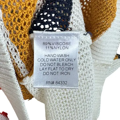 II Sisters Colorful Striped Dolman Sleeve Open Knit Oversized Sweater Size M Blue Size M