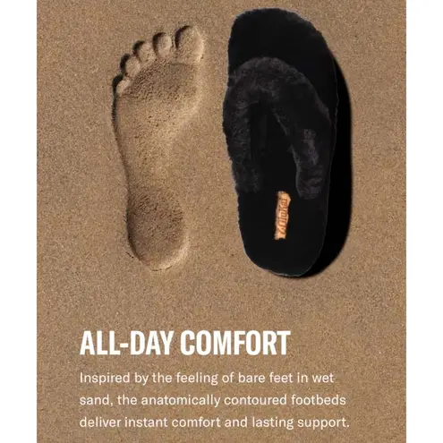 Olukai new ʊ Shearling Fur Outdoor Slipper Thong Sandals ʊ Black 9M ʊ in Box