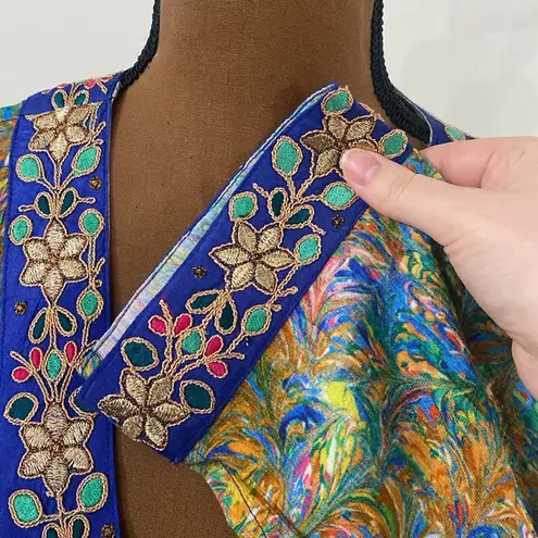 Soft Surroundings Cay Villa Cardigan colorful marble embroidered kimono size 2/4