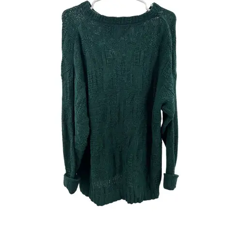 Lake Harmony Green Crew Neck Sweater M Textured Knit cotton vintage unisex Size M
