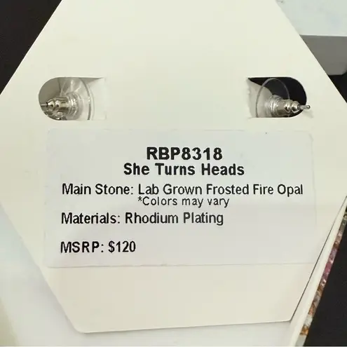 BOMB PARTY Oct 2024 Bday Collection “She Turns Heads” Rhodium Fire Opal Earrings Blue