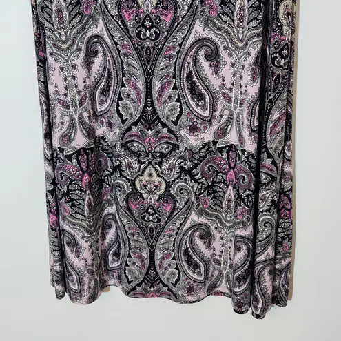 INC International Concepts Pink and Black Boho Paisley Print Maxi Skirt Size LP