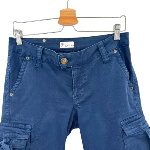 RED Valentino Navy Blue Cargo Pants Ankle Skinny Bow Detail Size Size 6