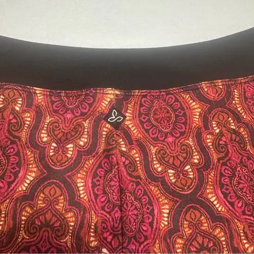 prAna XS Boho Paisley Print A-Line Skirt Red Orange Pink Stretch Waistband