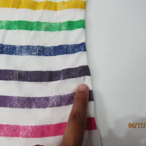 Hello Kitty Sanrio Rainbow Stripes Juniors White Tank Top Racerback XS 71868