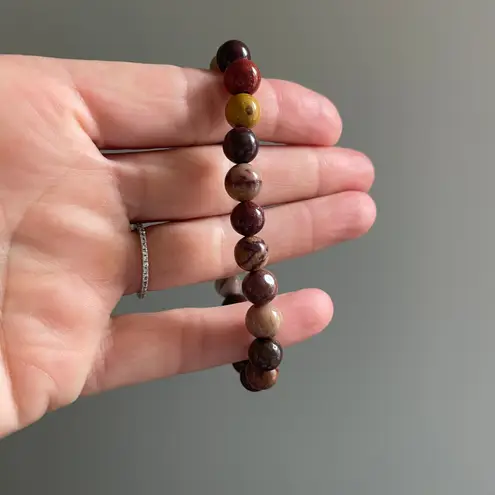 Stone Beaded Stretch Bracelet Purple Brown Power Beads Chunky Early 2000s