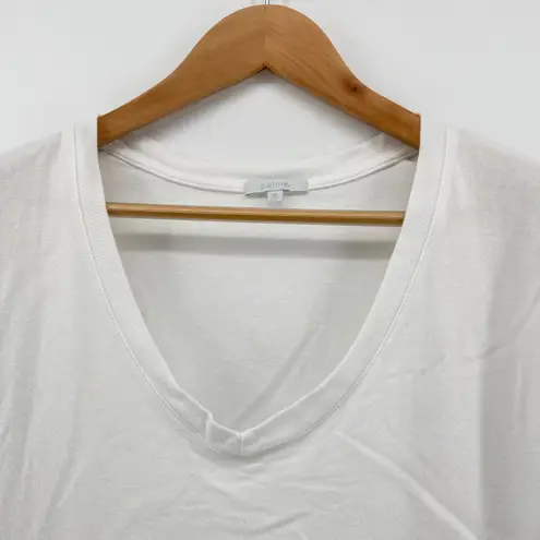 Johnny Was Calme Organic Cotton Drop Shoulder Tee White V Neck XL #011094