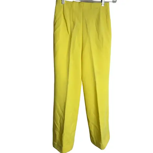 Vintage 60s 2 Piece Stretch Knit Pant Set S Yellow High Neck Pockets Zipper Size undefined