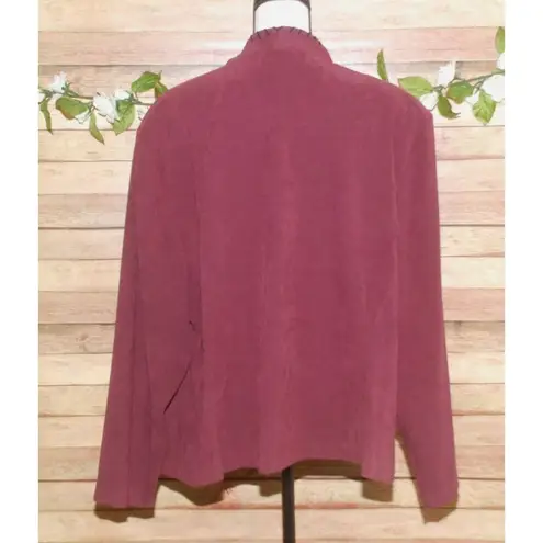 R&K Originals Vintage Plum Purple Faux Suede Button Front Jacket Size 26W Pocket
