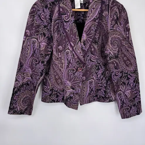Coldwater Creek Vintage Y2K Jacket Womens 8P Purple Paisley Forest Fairy Lined