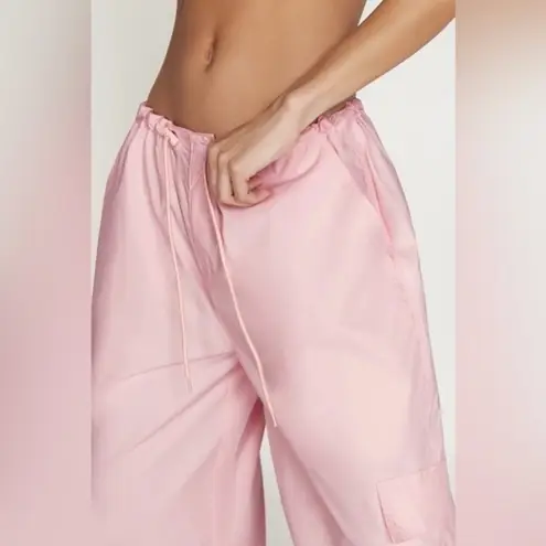 Meshki AMARA Parachute Pants Baby Pink Size SMALL Cargo Pocket Toggle Drawstring