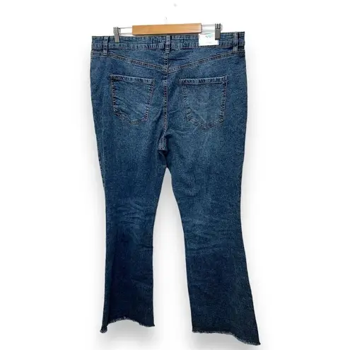 Tinseltown NWT Denim High Rise Flare Leg Jeans Size 20W Blue Medium Wash Fringe