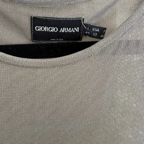Giorgio Armani Vintage Gray Embroidered Floral Mesh Top Size 10