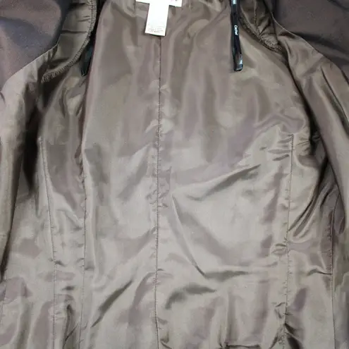 Cachet Womens 8 Satin Metallic Blazer Jacket Ruffled Preppy Edgy Whimsygoth Brown