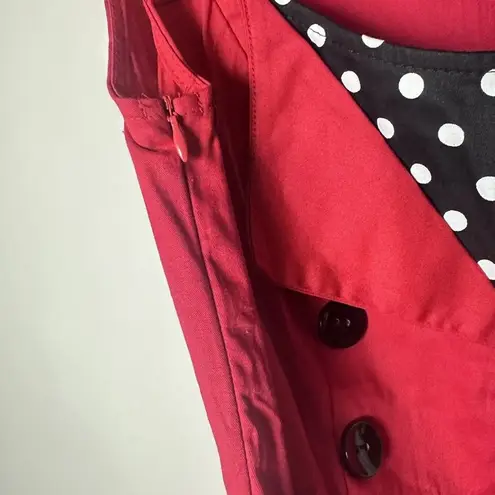 Dress 50's Style Womens Small Rockabilly Retro Red Sailor Pin Up Polka D…