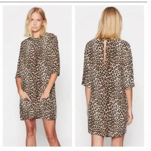 Equipment Femme Sz M Aubrey Silk Shift Dress Leopard Animal Print